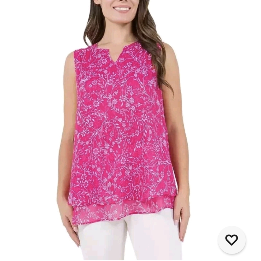Cristina B Floral Sleeveless Blouse Size S - Picture 2 of 10